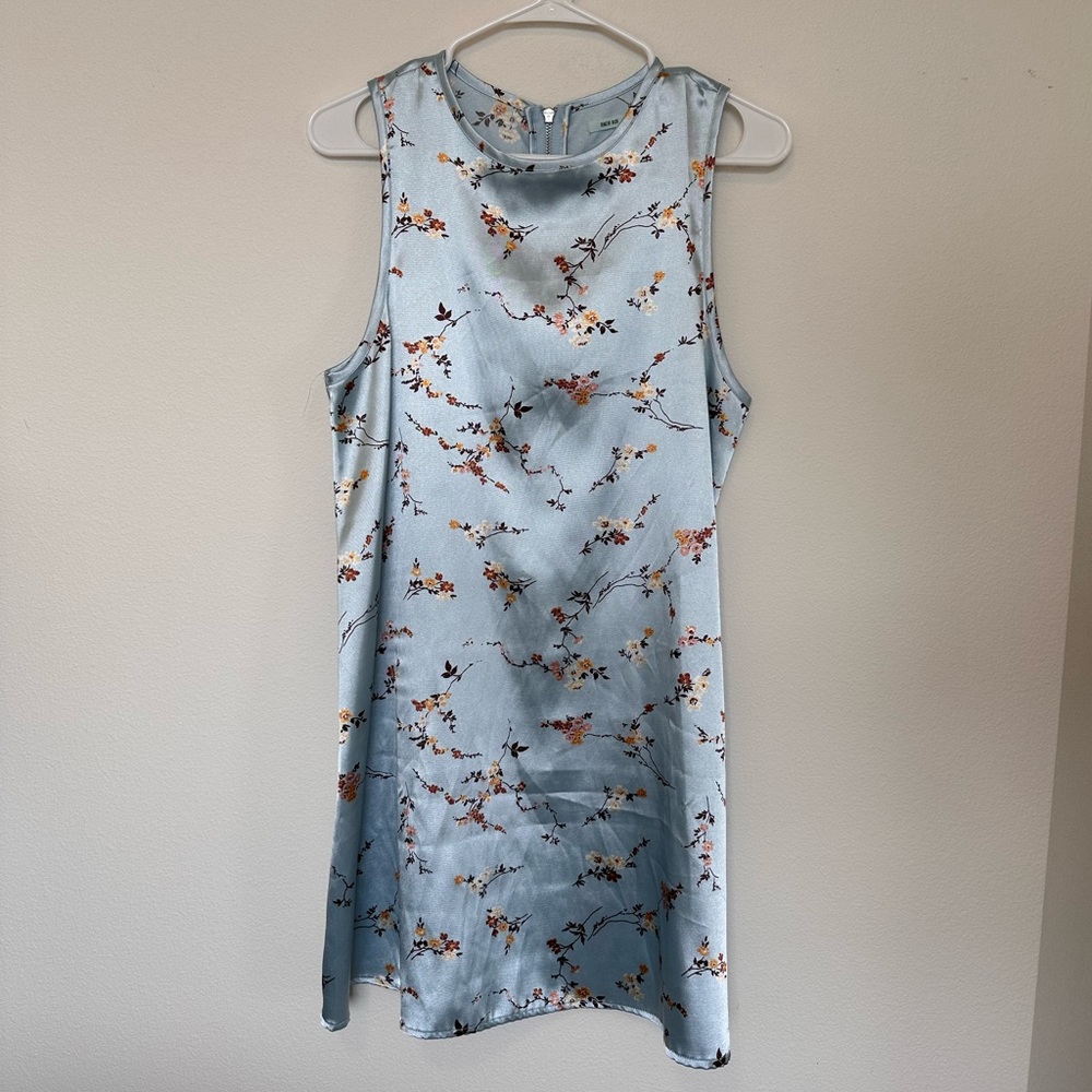Urban Outfitters | Kimchi Blue Dress Blue floral Satin Sleeveless Dress